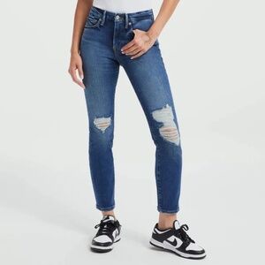 Good American Khloe Kardashian Good Legs Crop Distressed Indigo Size 4 / 27